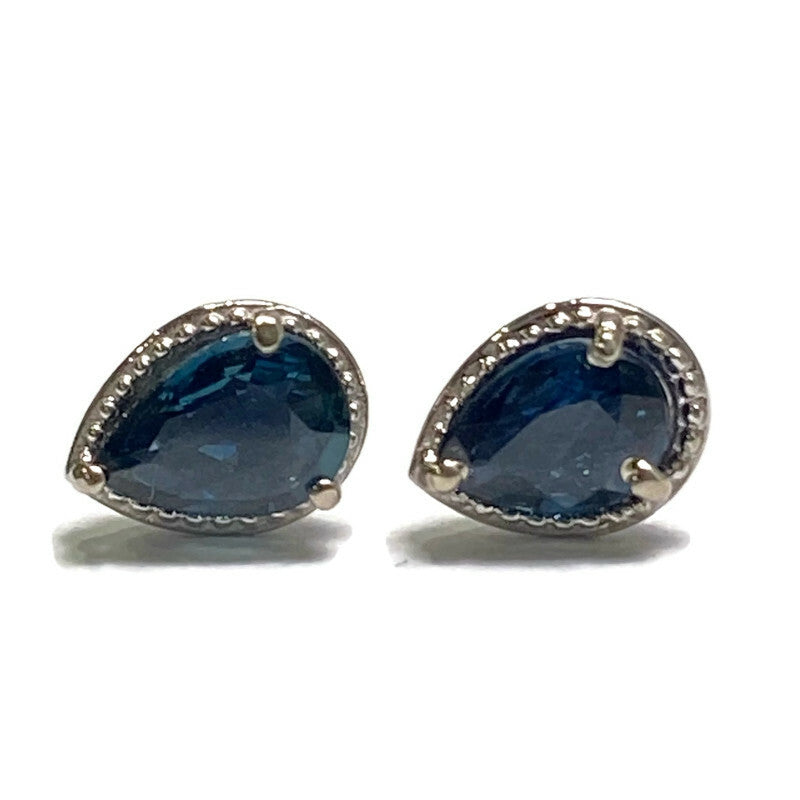 White Gold Blue Sapphire Pear Cut Stud Earrings 1100.00