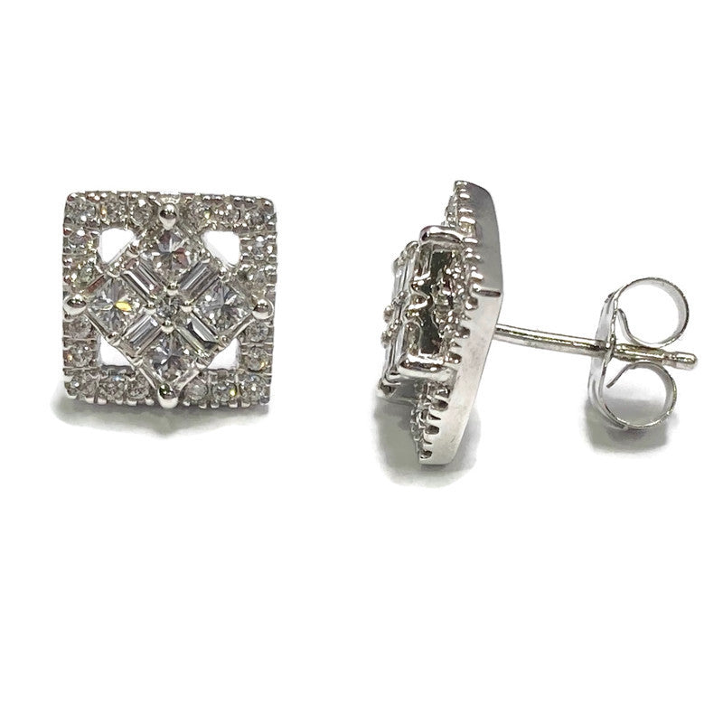 White Gold Diamond Cluster Earrings 2800.00