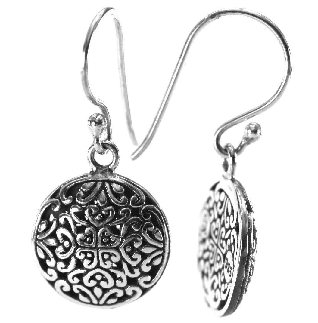 Indiri KASI Round .925 Sterling Silver Filigree Earrings 75.00