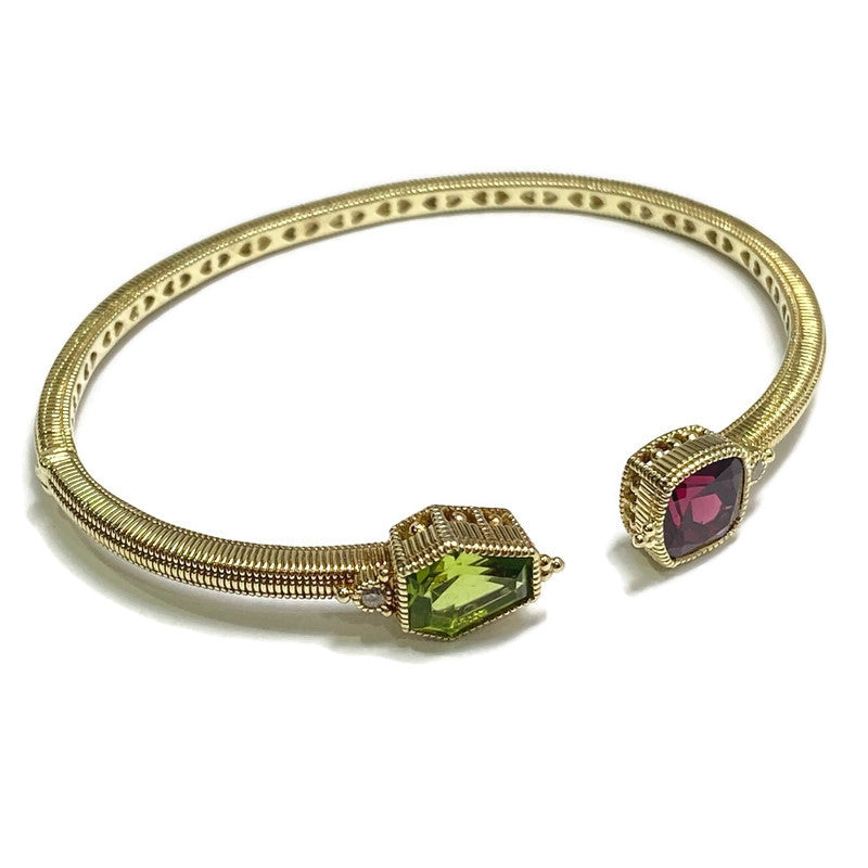 Designer Diamond & Gemstone Cuff Bracelet 14k Yellow Gold 3,195.00