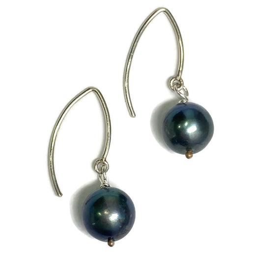 Black Freshwater Pearl Sterling Dangles 120.00