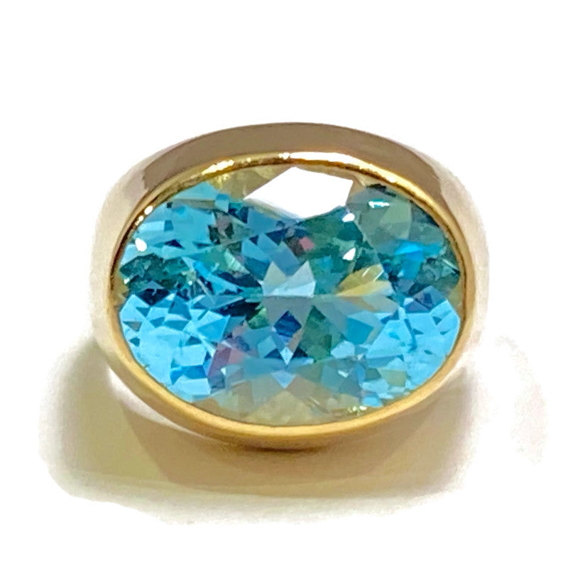 Blue Topaz 14ky Bezel Ring 2200.00