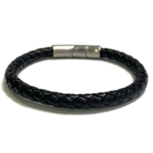 Men's Black Braided Leather Bracelet 49.00