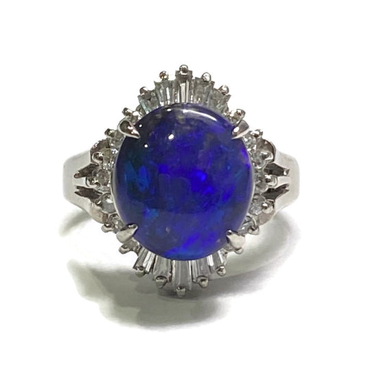 Vintage Black Australian Opal and Diamond Platinum Ring 2400.00