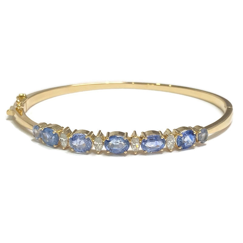 Diamond & Sapphire Gold Hinged Bangle Bracelet 14KY 7060.00