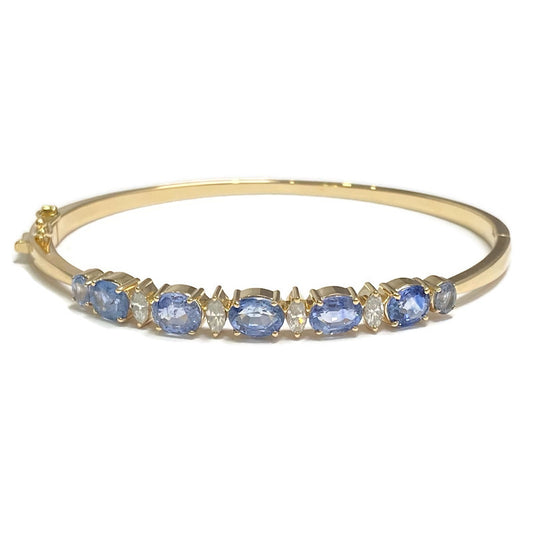 Diamond & Sapphire Gold Hinged Bangle Bracelet 14KY 7060.00