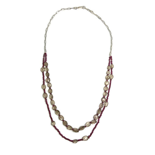 Garnet & Topaz Beaded Necklace 135.00