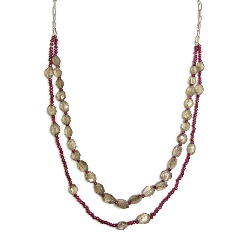Garnet & Topaz Beaded Necklace 135.00