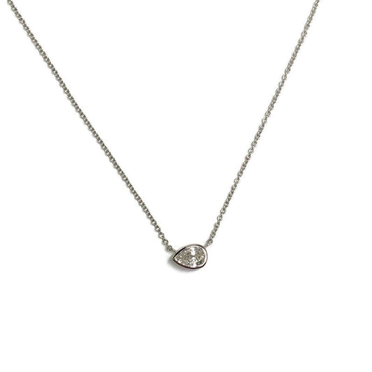 Pear Diamond Solitaire Necklace 18K White Gold 2200.00
