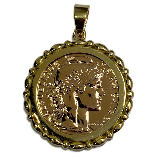 1911 Liberte Egalite Franc Coin with Gold Bezel Pendant 3100.00
