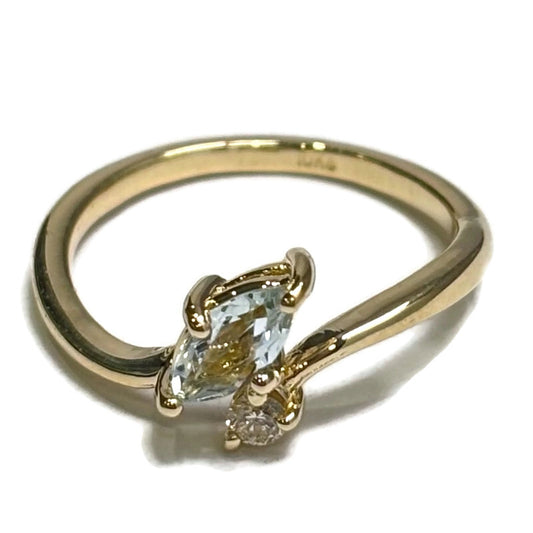 Aquamarine and Diamond Moi et Toi Gold Ring 940.00