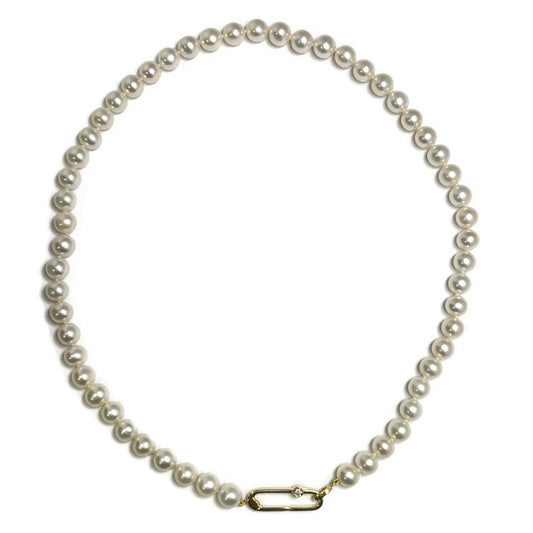 Pearl Necklace with Gold and Diamond Clasp 1120.00