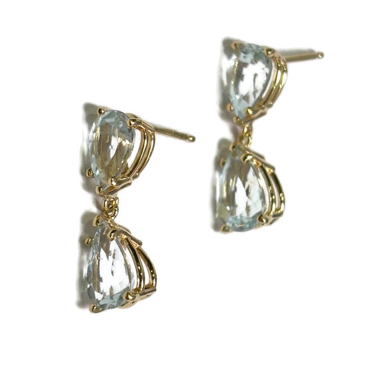 Pear Aquamarine Dangle Gold Earrings 1800.00