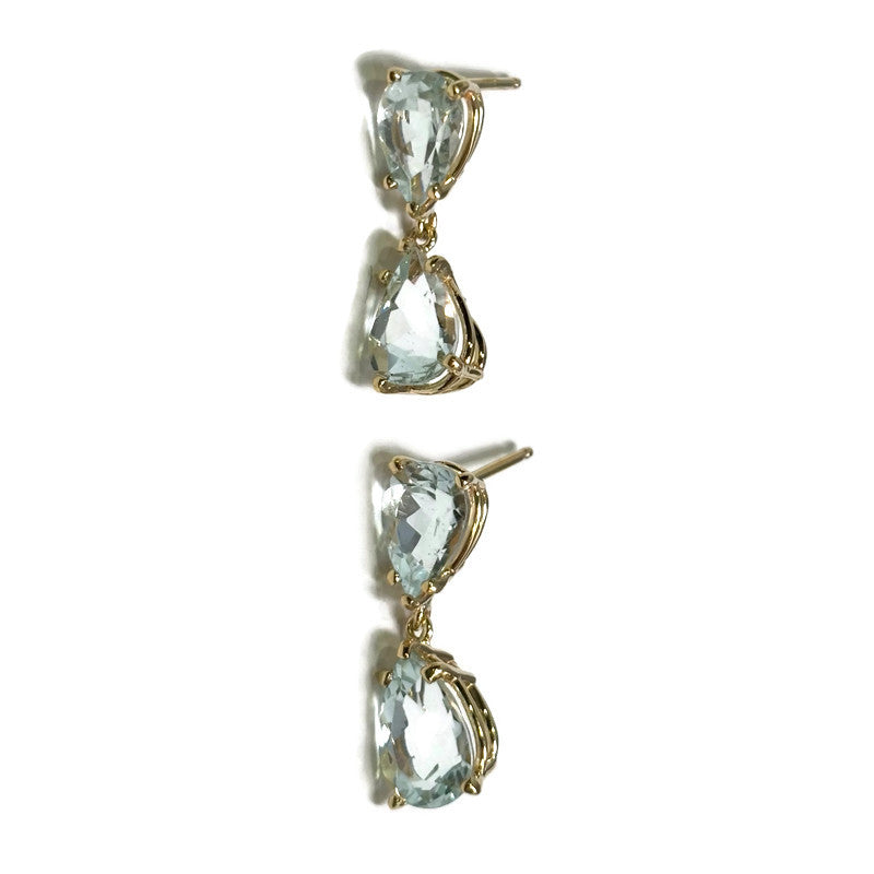 Pear Aquamarine Dangle Gold Earrings 3660.00