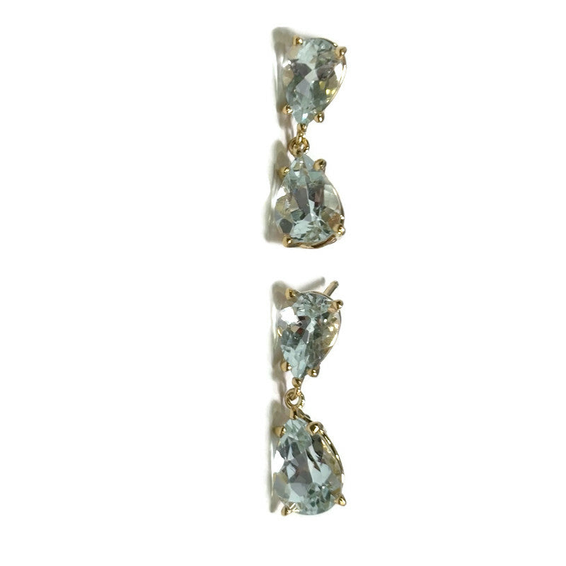 Pear Aquamarine Dangle Gold Earrings 3660.00