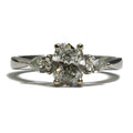 3 Stone Oval and Pear Diamond Engagement Ring in White Gold 2940.00