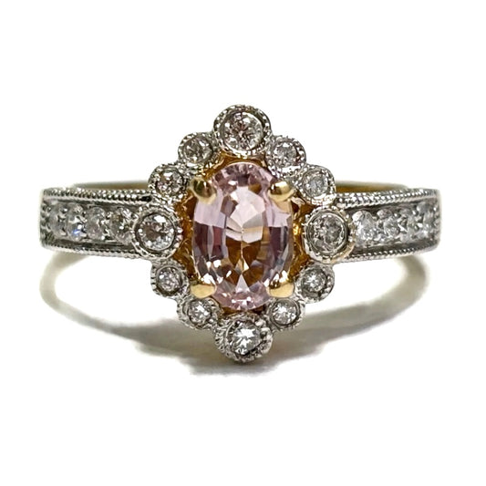 Pink Tourmaline and Diamond Gold Ring 2800.00