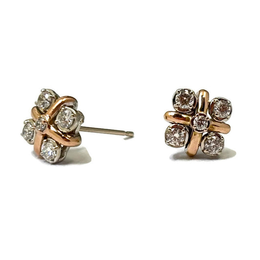 Five Diamond Two Tone 14K Gold Stud Earring 1050.00