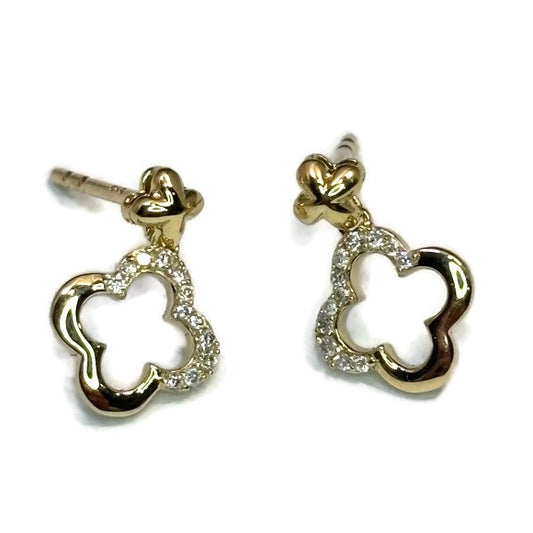 Yellow Gold and Diamond Clover Dangle Earring 995.00