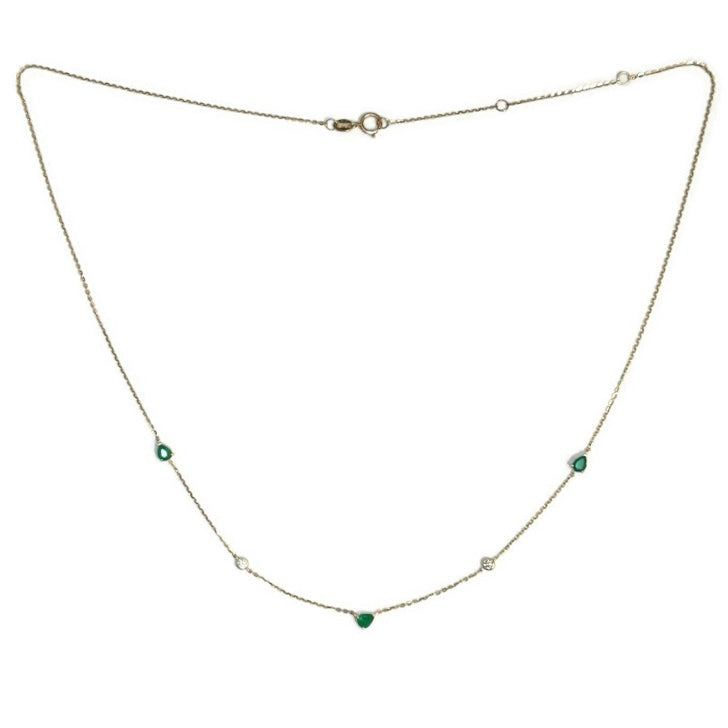 Emerald and Diamond Yellow Gold Station Necklace 1145.00