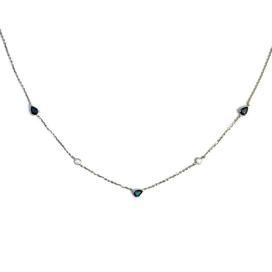 Sapphire and Diamond White Gold Diamond by the Yard Necklace 1145.00