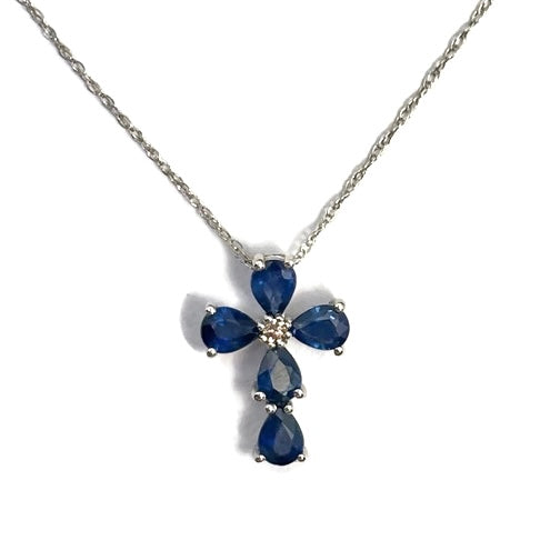 White Gold Diamond and Sapphire Cross 945.00