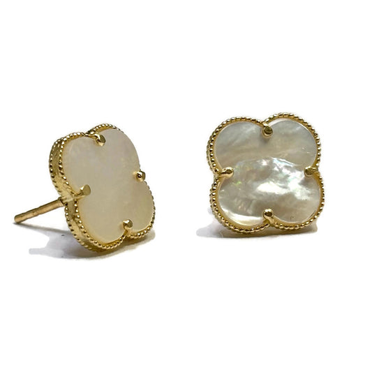 Mother of Pearl and Gold Clover Stud Earring 450.00