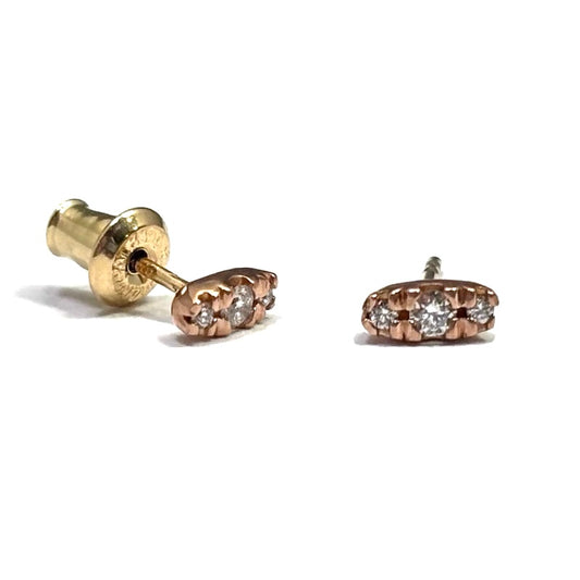 Rose and Yellow Gold Diamond Stud Earring 550.00