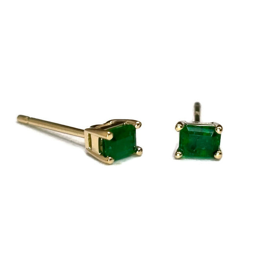Emerald Cut Emerald Stud Yellow Gold Earring 1650.00