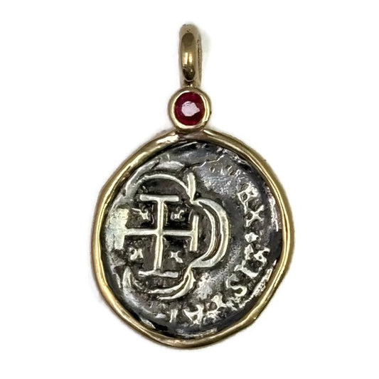 Atocha Coin and Ruby Gold Pendant 2650.00