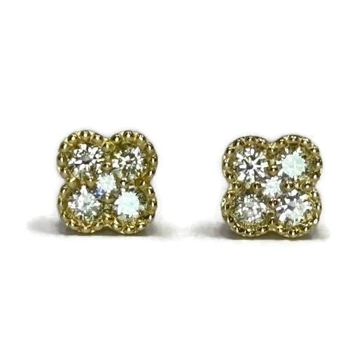 Yellow Gold and Diamond Clover Stud Earrings 1500.00