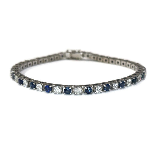 Diamond and Sapphire White Gold Tennis Bracelet 9400.00