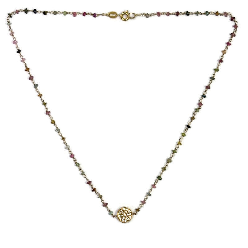 Tourmaline and CZ Travel Necklace 675.00