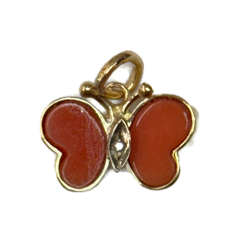 Yellow Gold Coral and Diamond Charm 500.00