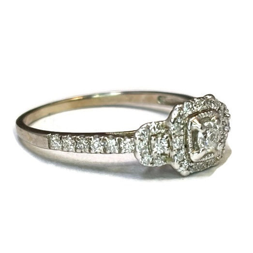 14K Diamond 3 Stone Halo Engagement Ring 2800.00