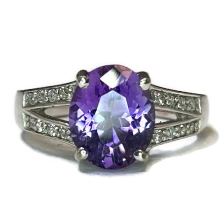 14K White Gold Amethyst and Diamond Accent Ring 2600.00