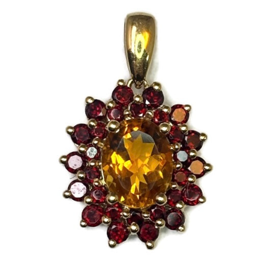 14K Yellow Gold Citrine and Garnet Pendant 1875.00