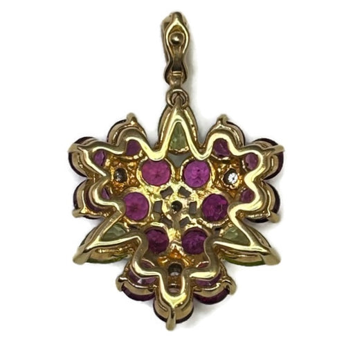 14K Yellow Gold Amethyst Peridot and Diamond Grape Pendant 3000.00