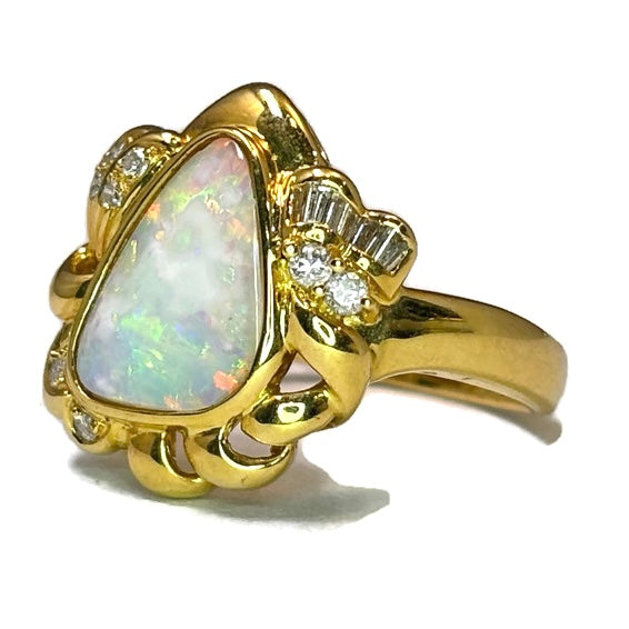 18K Yellow Gold Opal and Diamond Ring 3100.00