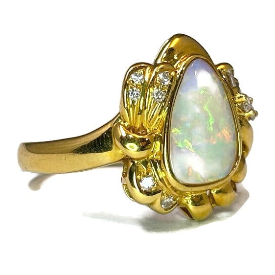 18K Yellow Gold Opal and Diamond Ring 3100.00