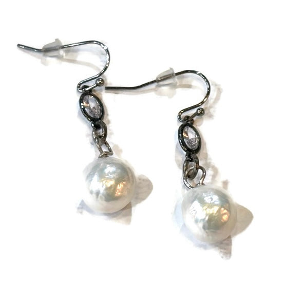 Silver Pearl and CZ Dangle Earring 85.00