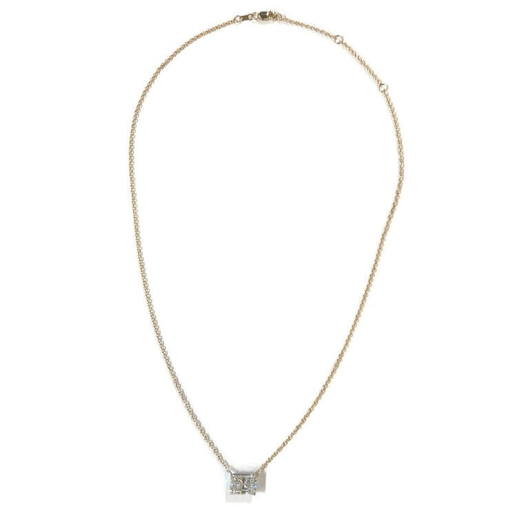 Dual Tone Radiant Solitaire Lab Grown Diamond Necklace 5400.00