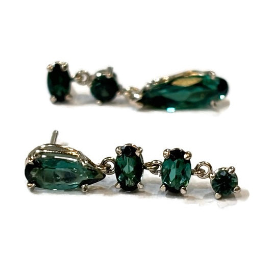 Tourmaline Asymmetrical Dangle White Gold Earrings 2200.00
