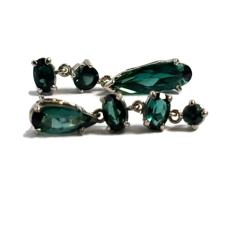 Tourmaline Asymmetrical Dangle White Gold Earrings 2200.00