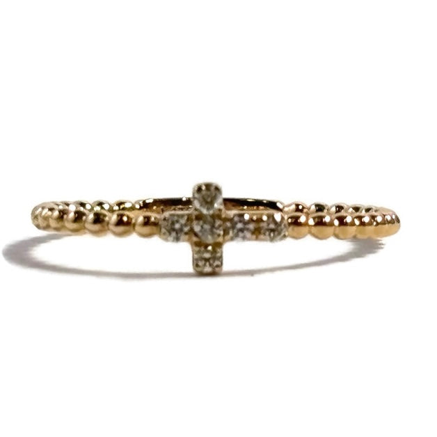 14K Yellow Gold Daimond Cross Ring 960.00