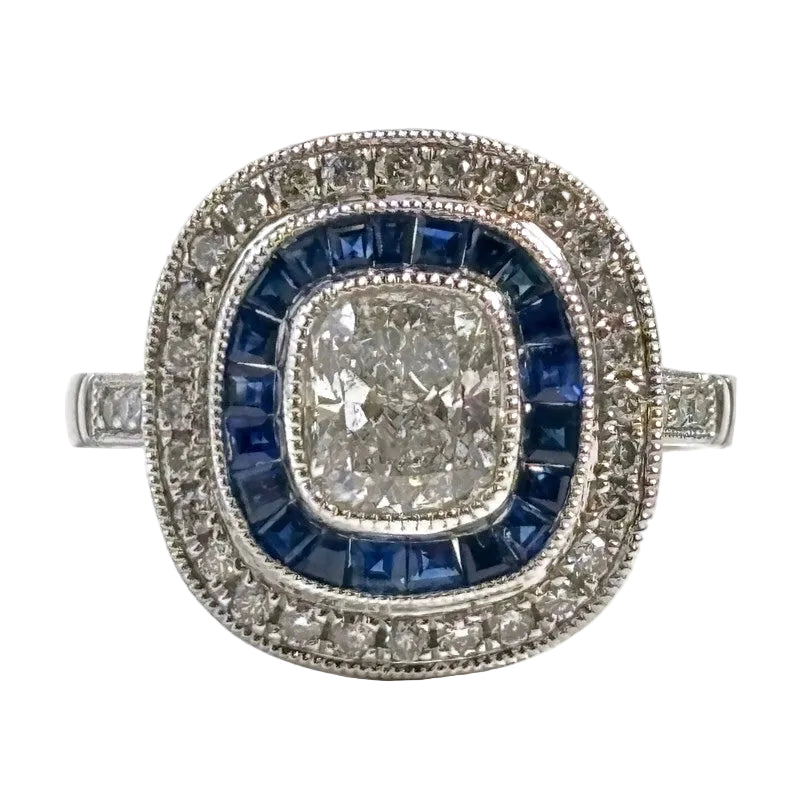 Art Deco Sapphire & Diamond Platinum Ring 14500.00