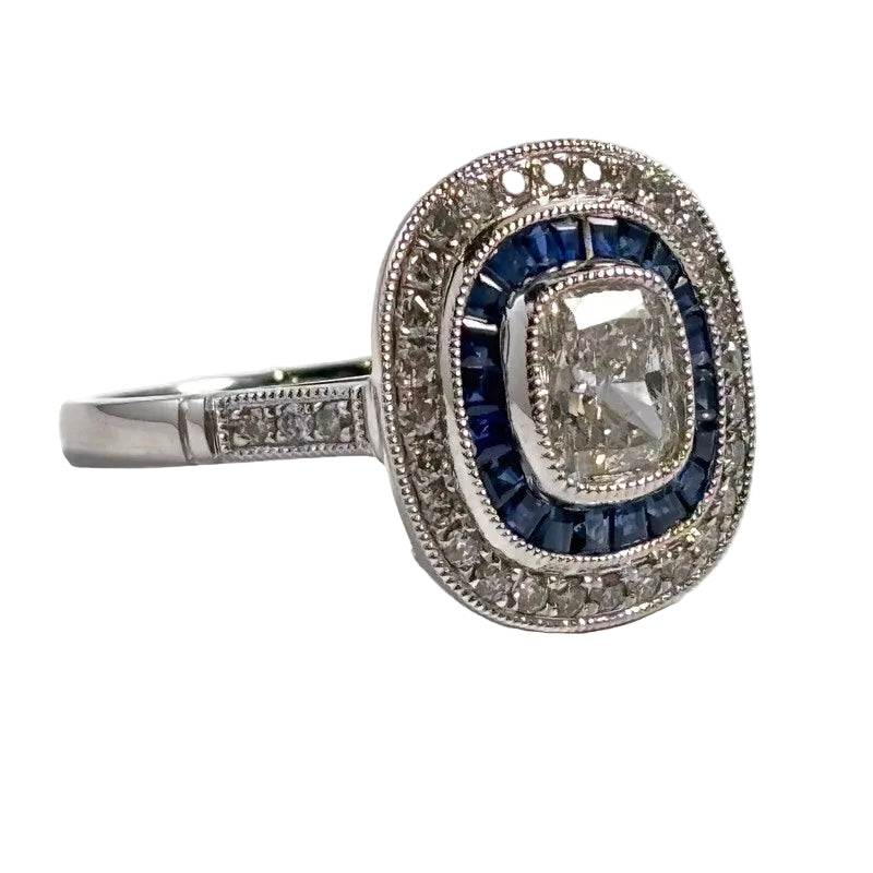 Art Deco Sapphire & Diamond Platinum Ring 14500.00