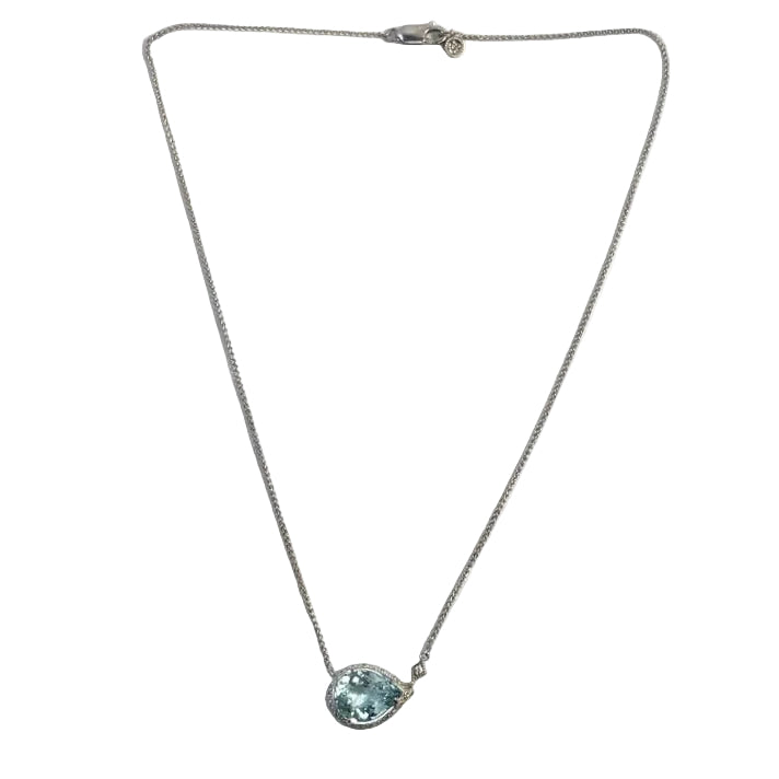 Pear Aquamarine and Diamond Halo White Gold Pendant 3500.00