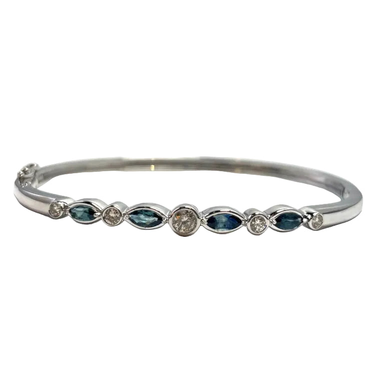 Sapphire and Diamond White Gold Bangle Bracelet 9500.00