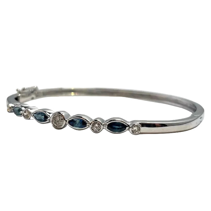 Sapphire and Diamond White Gold Bangle Bracelet 9500.00